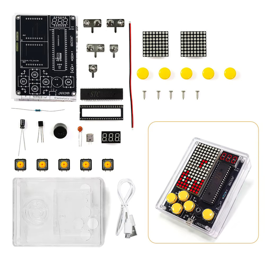 UICPAL DIY Pixel Spielkonsole, Elektronisches Kit, Rote LED Dot Matrix - Bild 2