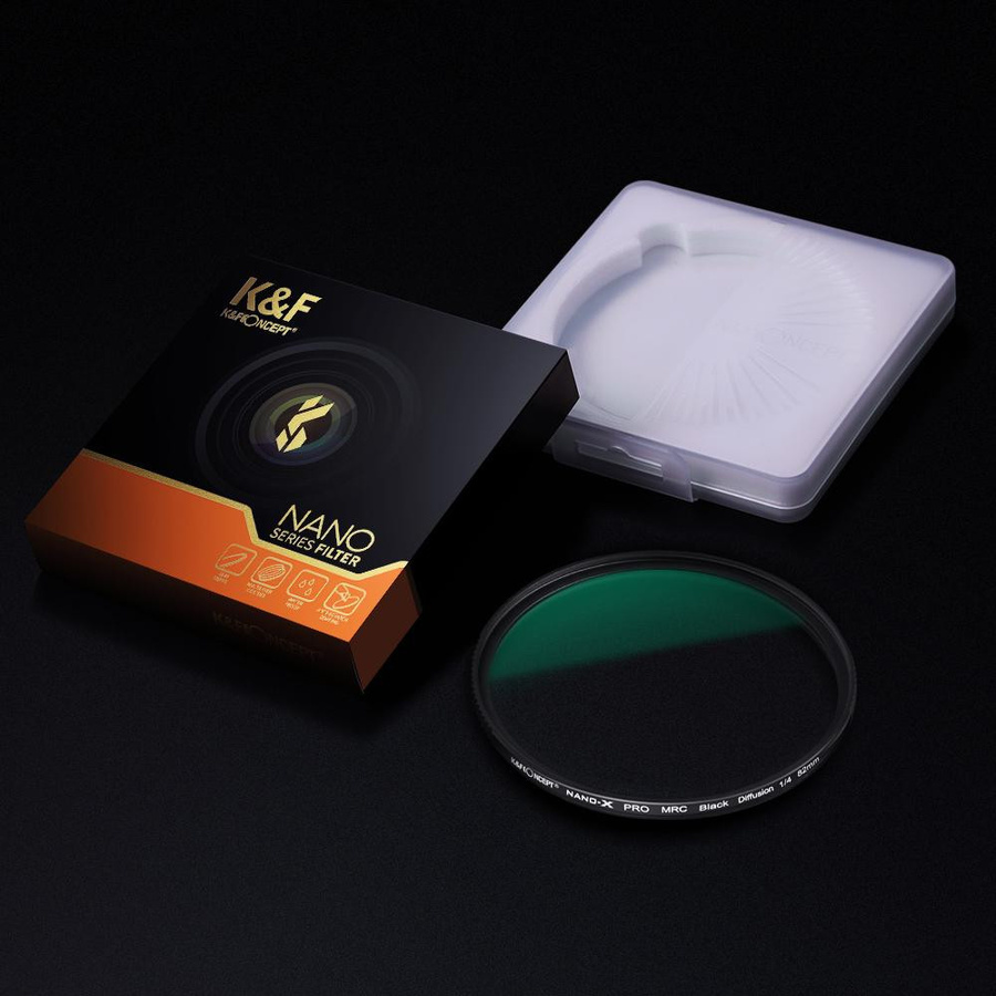 K&F CONCEPT Black Mist 1/4 Soft Focus Diffusionsfilter, 62mm, Schwarz - Bild 5