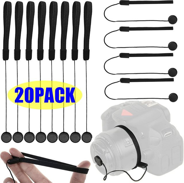 BAPPSUS Kamera Objektiv Kappen-Sicherung mit Lanyard Strap gegen Verlust, Schwarz, Universal für Canon und Sony DSLR SLR - Bild 1