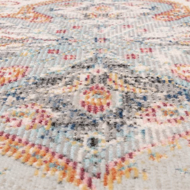 Runder In- & Outdoor-Teppich Torino von teppich.de in Grau/Multicolor mit floralem und orientalischem Design, Durchmesser: 160 cm - Bild 1