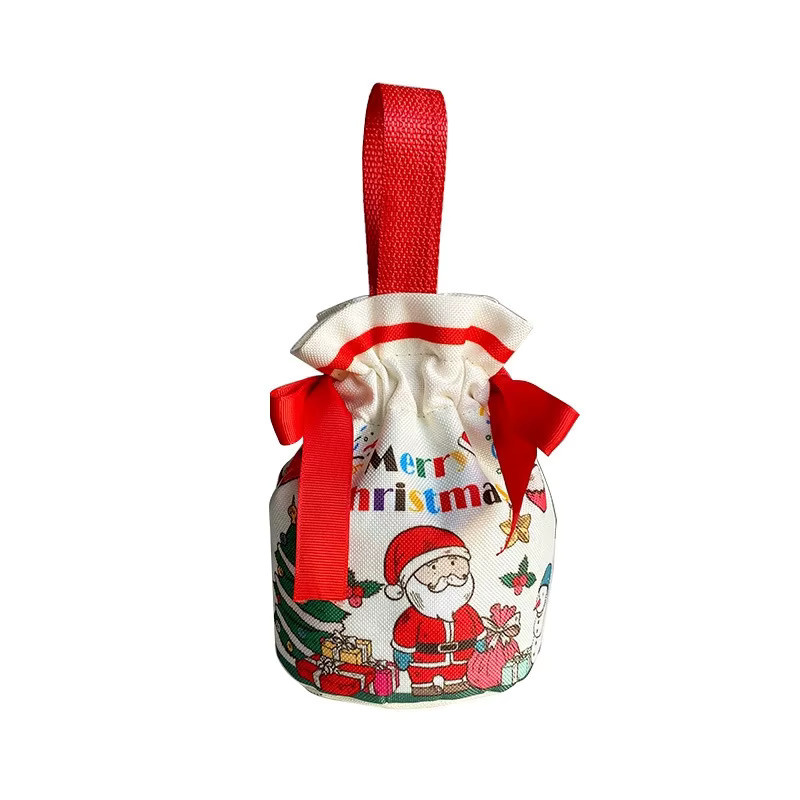 Tragbare Weihnachtsgeschenktüte aus Segeltuch mit Kordelzug in Rot für Süßigkeiten und Schmuck - Bild 2