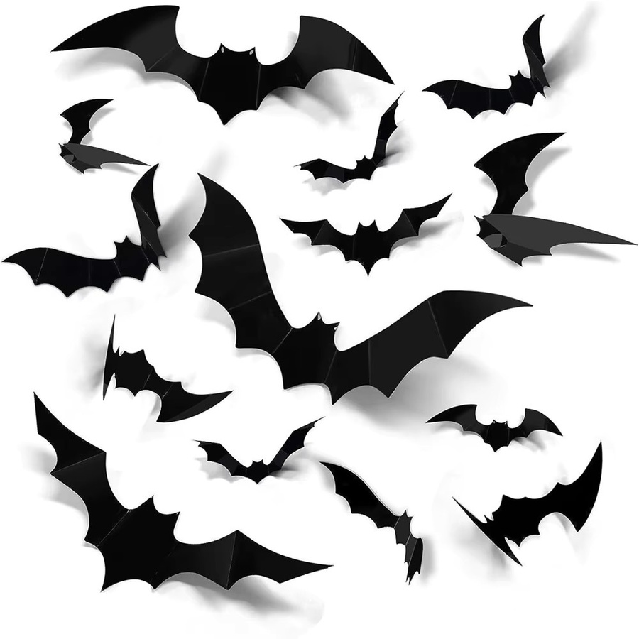 AFYPRTY Halloween 3D Fledermaus-Dekorationen aus schwarzem PVC für Wandaufkleber und Party-Deko - Bild 2