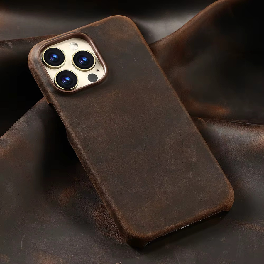 LANGSIDI Retro Rindsleder-Etui für iPhone 17 16 Pro Max 15 Pro Max mit MagSafe Magnetfunktion, Farbe: Braun - Bild 2