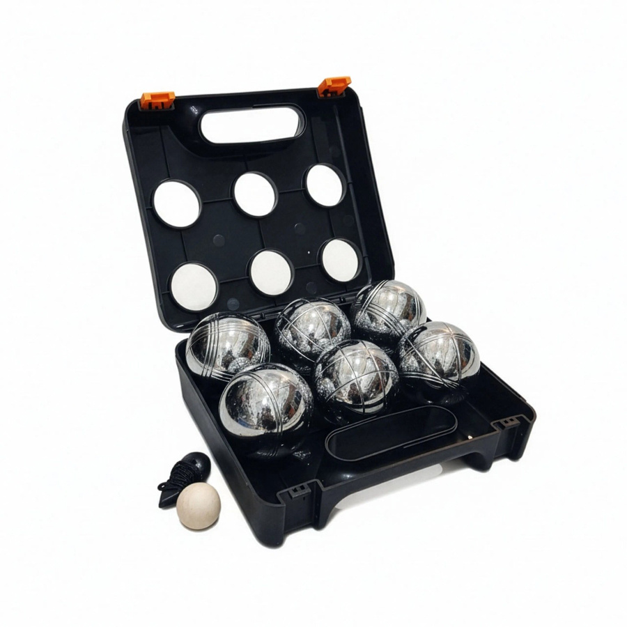 Relaxdays Boule Kugeln Set Kunststoff Eisen Schwarz Silber mit Koffer und Abstandsmesser - Bild 2