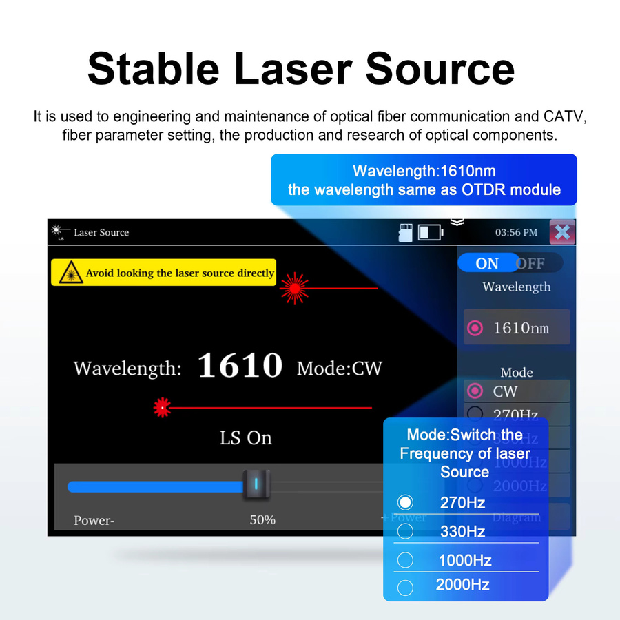 POMIACAM MOT-30 OTDR Glasfaser-Tester mit 4-Zoll Display, Optisches Reflektometer für 1310/1550/1610nm inklusive OPM, VFL und Eventmap, Tragbares professionelles Werkzeug für Kabeltests - Bild 5