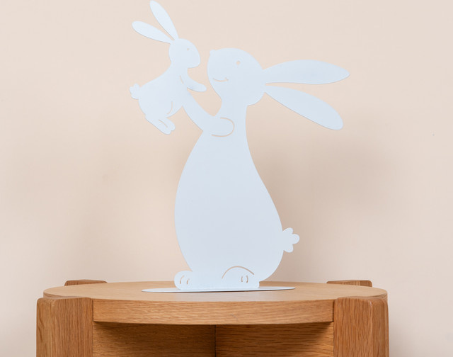 Metall Silhouette Hase von BLUME2000 in Taupe für die Osterdekoration - Bild 1