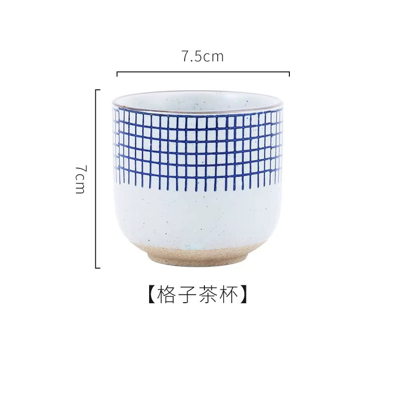 Handbemalte japanische Retro Keramik Tasse für Tee und Kaffee aus rauer Keramik - Bild 3