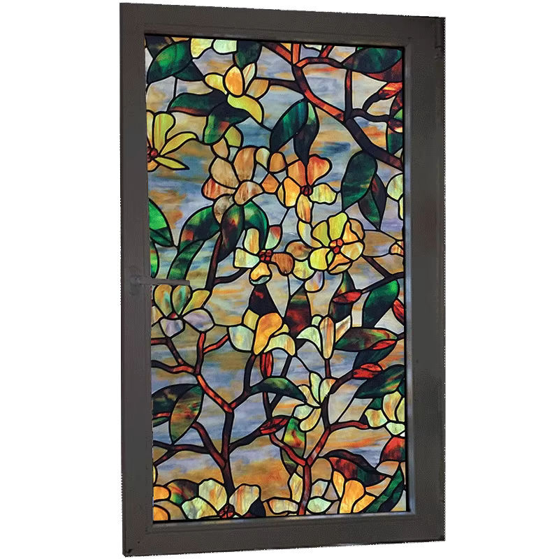 WXSHSH Fensterfolie Statische PVC Privatsphäre Folie Floral Beige für Glas Fenster Türen und Schränke B: 100 cm, H: 30 cm, T: 30 cm - Bild 2