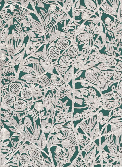 Arte Tapete La Perle in Petrol mit floralem Design und botanischem Muster aus Vlies - Bild 1