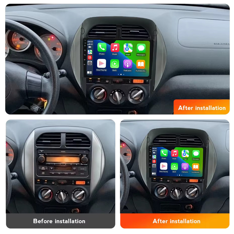 NAVIFANS Android 14 Autoradio mit 9 Zoll Display für Toyota Rav4 2003-2005, CarPlay, GPS Navigation und Multimedia Player, Schwarz - Bild 2