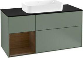 V&B Waschtischunterschrank Finion in Walnuss vereint mit Lackierung und linksseitigem Regaleinsatz funktionales Design für dein Badezimmer, Breite: 120 cm, Tiefe: 50,1 cm, Höhe: 50,1 cm - Bild 1