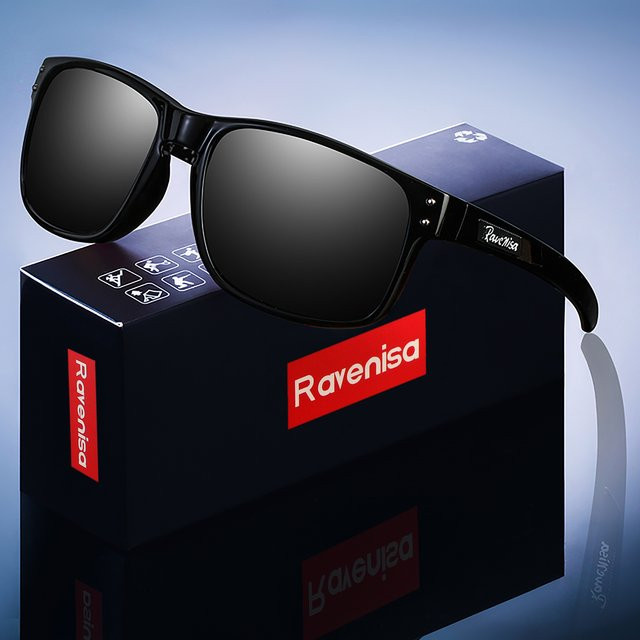 Ravenisa Sonnenbrille, Herren, quadratisch, Vollrand, TR90, schwarz, polarisiert - Bild 1