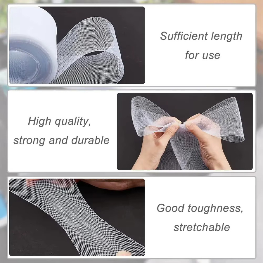 Steifes Rosshaargeflecht in Weiß als Formbesatz zum Nähen von Hochzeits- und Tanzkleidern, 50 Yards pro Rolle - Bild 4