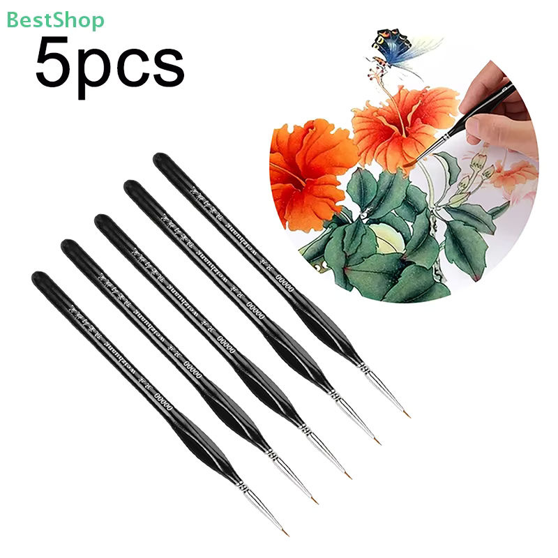 itaria Victoria Parque Präzisions-Pinsel-Set aus schwarzem Nylon, 5 Stück extrafeine Mini-Pinsel mit feiner Spitze für Acrylmodelle, Größe 00.000 - Bild 3