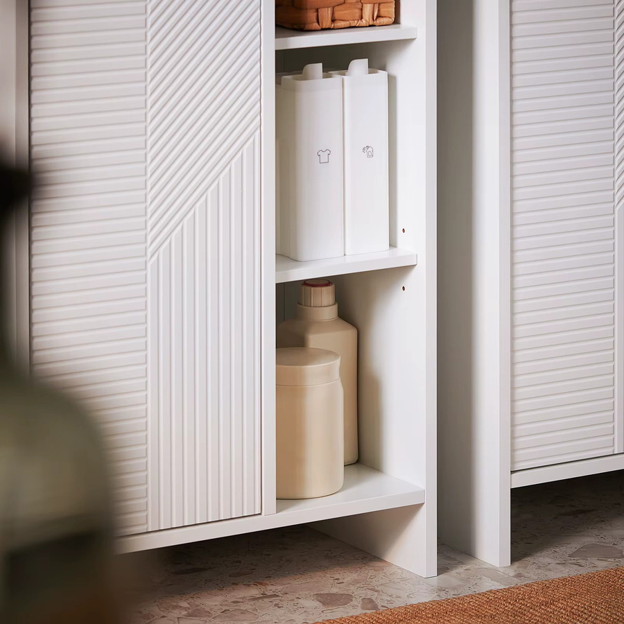 SoBuy BZR156-W Badschrank Weiß mit Kippsystem und Wäschesack für kleine Badezimmer - Bild 4