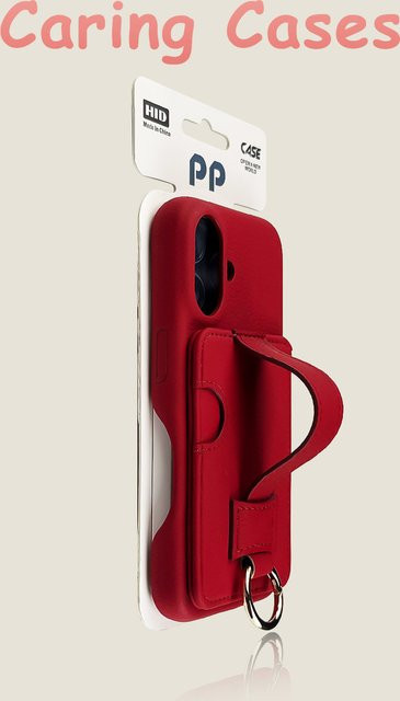 Apple iPhone 17 Pro Max Hülle aus rotem Litschi-Leder mit Kartensteckplatz, kompatibel mit iPhone 16, 15, 14 und 13 - Bild 1