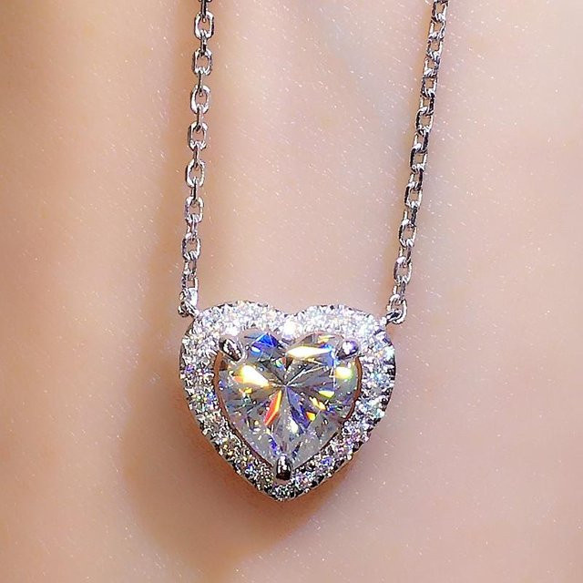 YIRAN Jewelry Liebeskette, Herz, Zirkonia, Kristall, Damen, gray - Bild 1