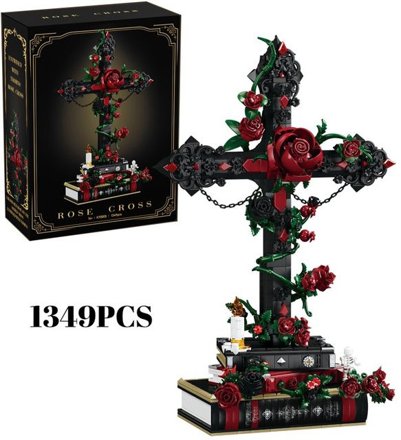 Dunkel-Gotische Kreuz-Totenkopf-Mond-Sanduhr, Konstruktionsbausteine, Fantasy - Bild 1