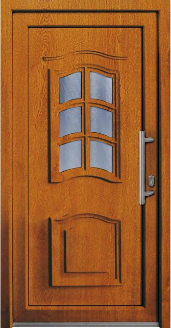 Kunststoff-Haustür PANTO mit Glaseinsatz in Golden Oak, Anschlag Rechts, B: 100 cm, H: 200 cm - Bild 1