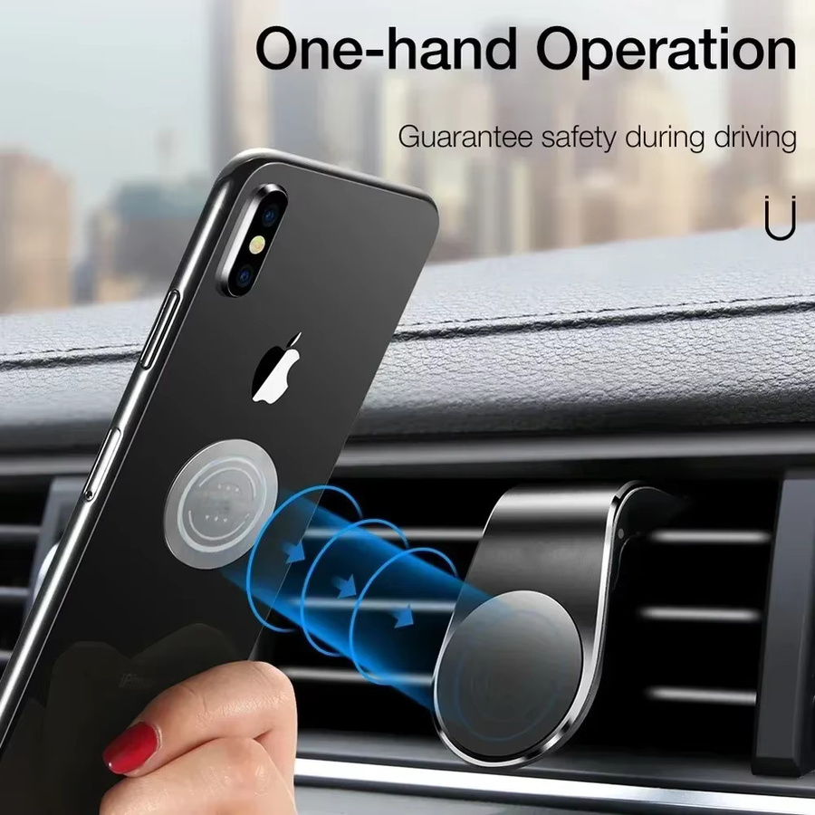 Magnetische L-Form Smartphone-Halterung für das Auto in Schwarz zur Befestigung am Lüftungsschlitz - Bild 3