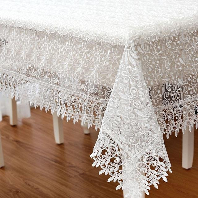 Weiße Spitzentischdecke von Your Warm Home mit floraler Bestickung, B/B: 130 x 180 cm - Bild 1