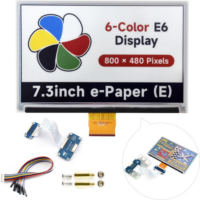 Waveshare 7,3 Zoll 6-Farben E-Paper Display mit 800 x 480 Pixeln für Raspberry Pi, Jetson Nano, RDK X3, Arduino und STM32 - Bild 1