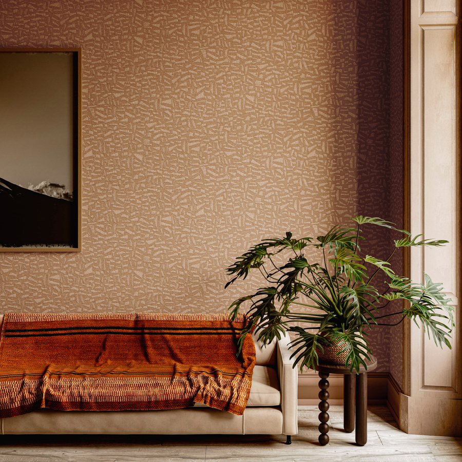Arte International Tapete Kona Desert Dream in Braun und Orange mit abstraktem Design aus Vinyl - Bild 1