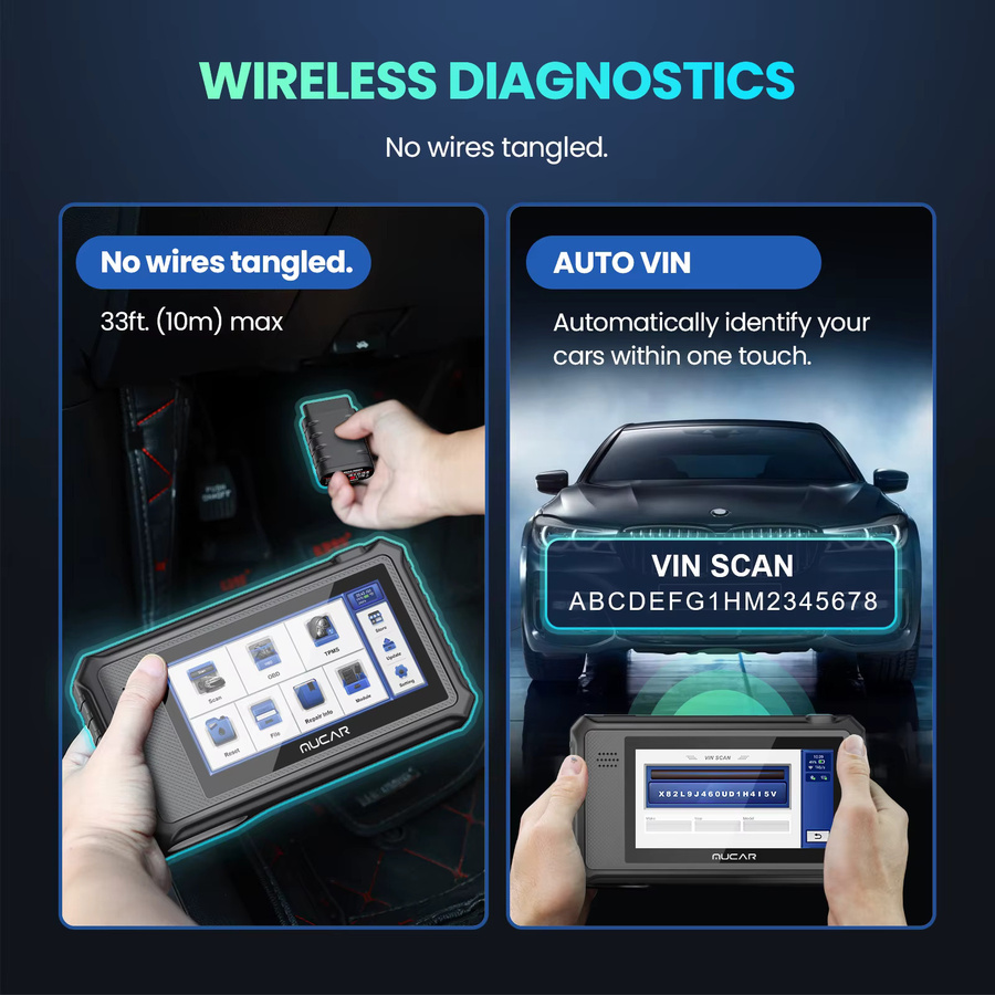 MUCAR VO6 OBD2 Auto-Diagnosegerät in Schwarz mit 28 Reset-Funktionen für Vollsystem-Scan, ABS und Motor sowie lebenslangen kostenlosen Updates - Bild 4
