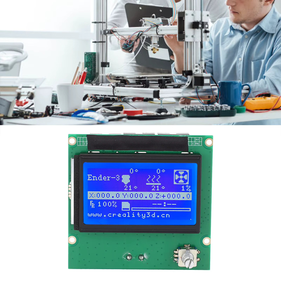 Creality LCD-Bildschirm 12864 mit blauem Bedienfeld und Flachbandkabel für Ender 3, 3s, 3X und 3 Pro 3D-Drucker - Bild 2