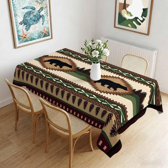 Rechteckige Tischdecke von JMG Household Supplies mit ethnischem Tribal-Bär-Motiv in Multicolour, B/B: 90 x 140 cm - Bild 1