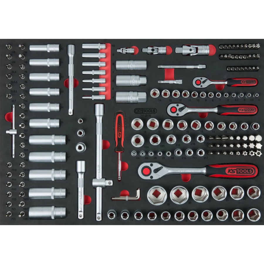 KS Tools Steckschlüsselsatz 179-teilig in 1/4", 3/8" und 1/2" Systemeinlage, Artikelnummer 711.0179 - Bild 2