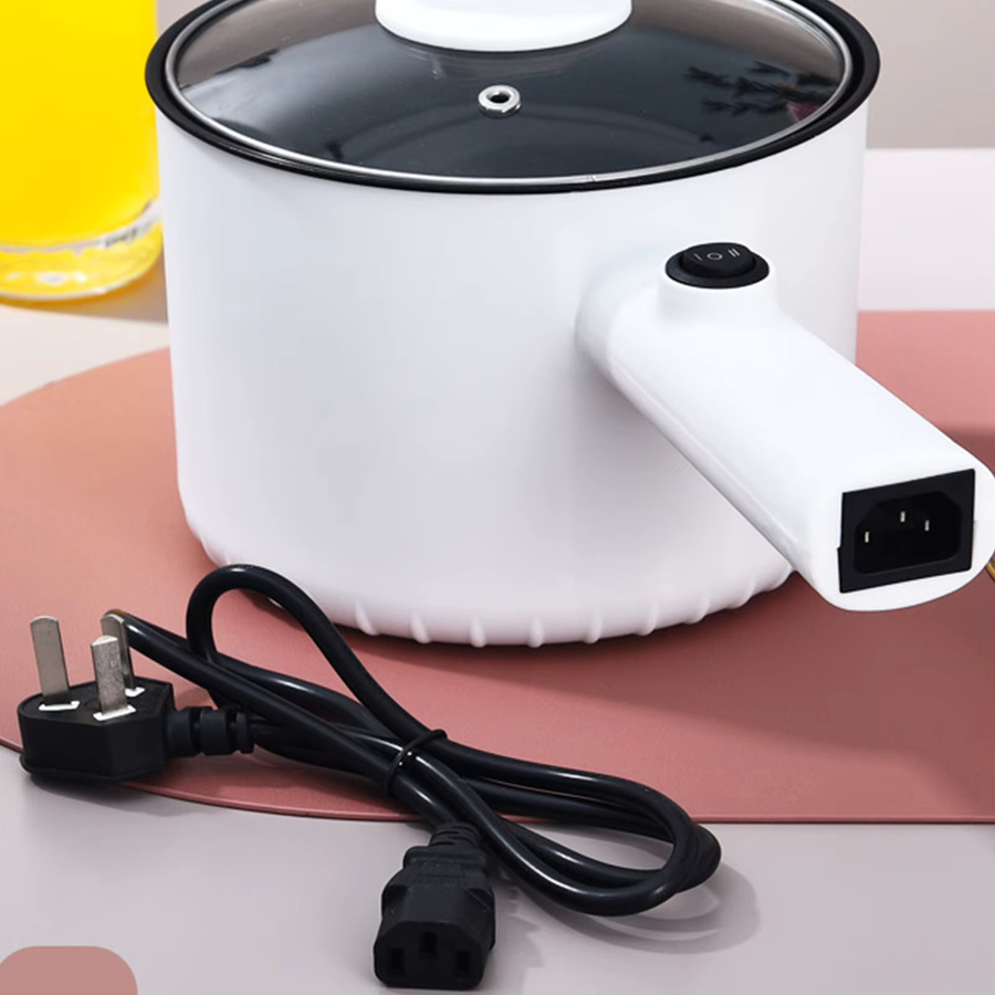 Multifunktionaler elektrischer Mini-Hot-Pot von kbxlife, 1,5 l, antihaftbeschichtet, 2 Gänge, Farbe: Weiß - Bild 5