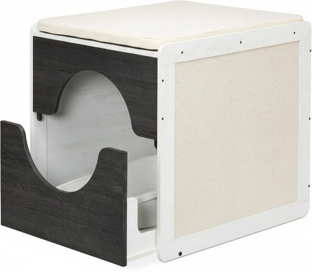 Relaxdays Katzenschrank aus MDF in Weiß mit modernem Design, B/T/H: 57 x 50 x 60 cm - Bild 1