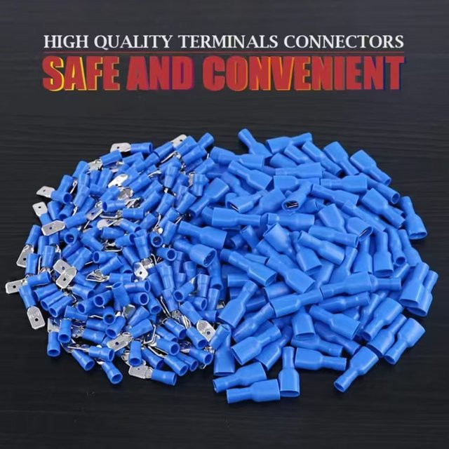100 Stück 50 Paar isolierte Crimp Terminals 16-14AWG mit männlichen und weiblichen Steckern in Blau - Bild 1