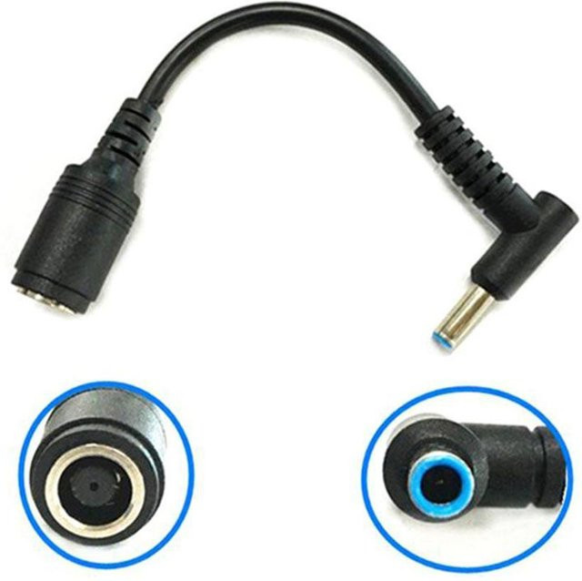 DC-Ladegerät-Konverter Ersatz-Adapter Anschlusskabel für HP und Dell mit Blue Tips, 7,4 mm bis 4,5 mm, Schwarz und Blau - Bild 1
