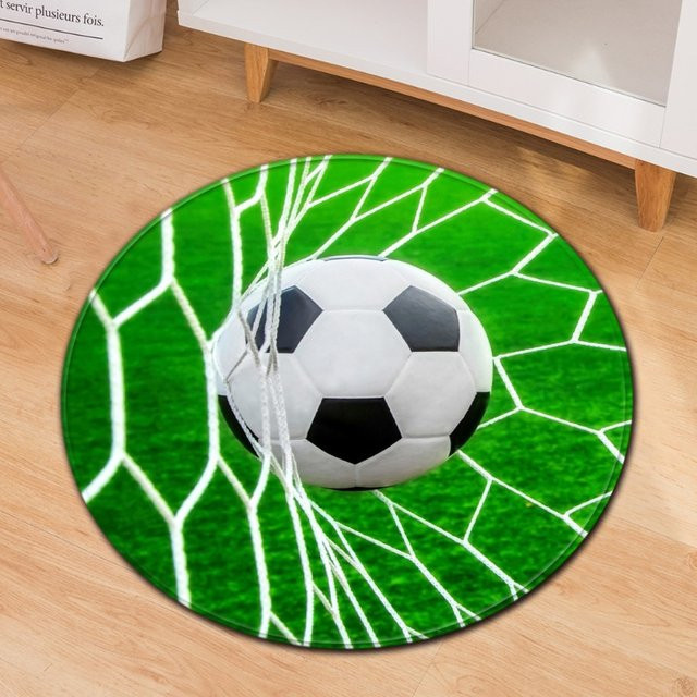 Runder Fußball-Teppich in Grün mit rutschfester Dekormatte für Wohnzimmer, Schlafzimmer oder Kinderzimmer - Bild 1