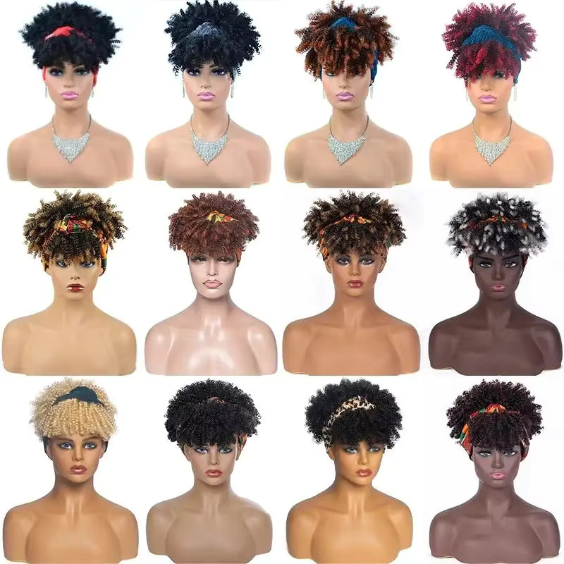 ISIGROSI Afro-Lockenperücke mit Stirnband, kurz, synthetisch, Damen - Bild 4