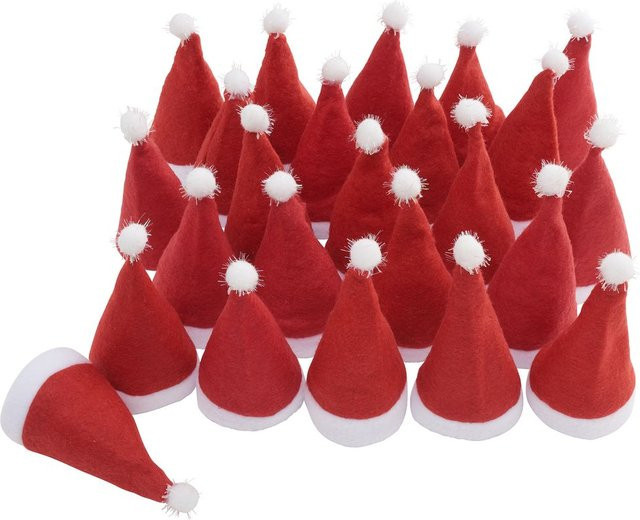 VBS Weihnachtsmützen aus Filz in Rot für 5 cm Kopfdurchmesser, 24 Stück - Bild 1
