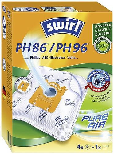Philips Swirl PH86 / PH96 Staubsaugerbeutel, 4 Stück, Grün/Weiß - Bild 1