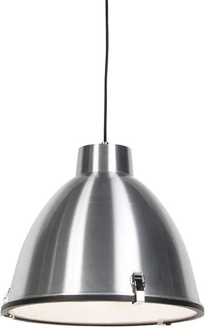 QAZQA Anteros Industrielle Hängelampe aus Aluminium und Stahl in Silber, dimmbar, E27, Durchmesser: 38 cm - Bild 1