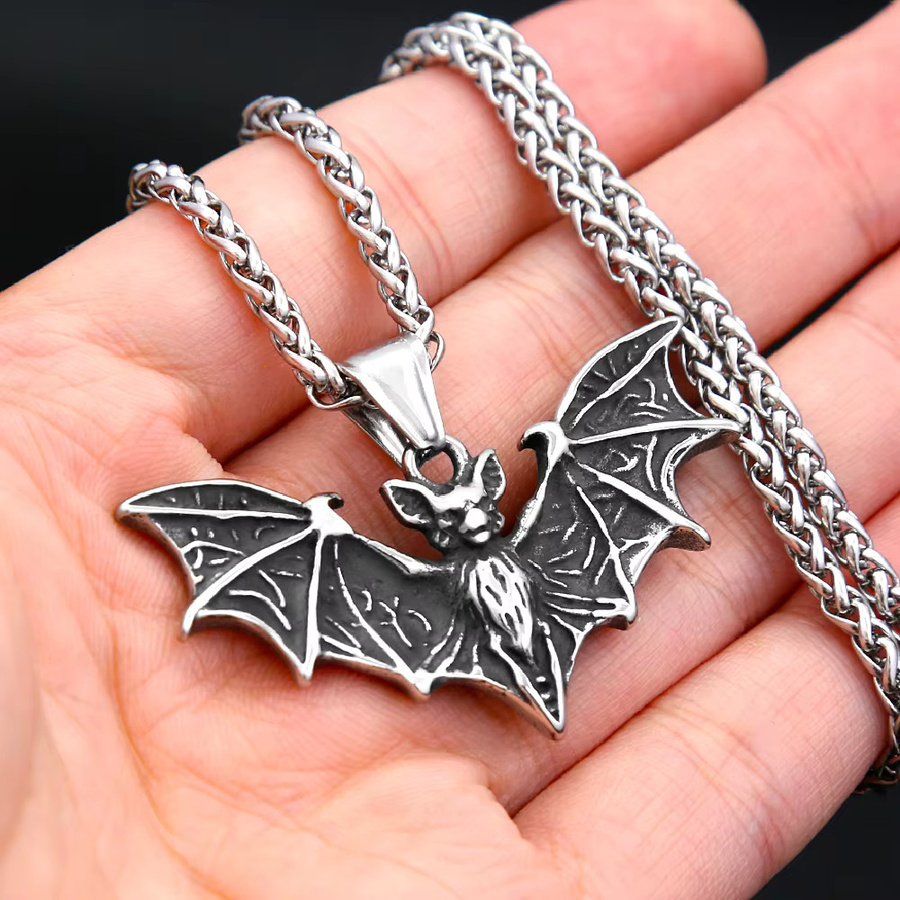 NORTHMAN Halskette, Fledermaus Anhänger, Edelstahl, Silber, Unisex - Bild 4