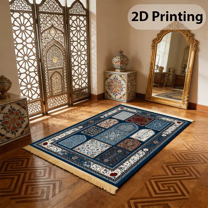 VIKAMA Persischer Gebetsteppich mit Patchwork-Muster, Waschbarer Islamischer Gebetsteppich im Orientalischen Design für Zuhause und Reisen - Bild 3