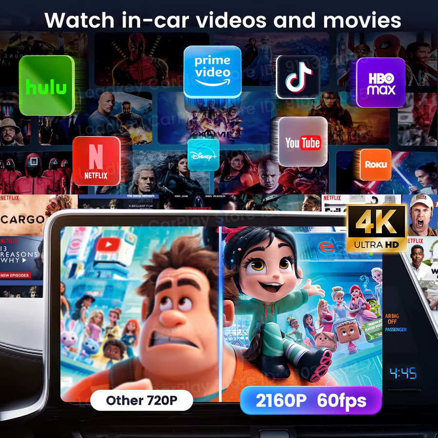 CarlinKit Android 15 CarPlay Ai Box 3 In 1 Wireless Adapter mit Qualcomm SM6350 8-Core und 128 GB in Schwarz für Youtube und Netflix - Bild 3