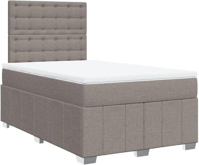 vidaXL Boxspringbett mit Matratze in Taupe, Hybrid-Bett mit USB-Ladeport und Unterbettbeleuchtung, B/T: 120 x 190 cm - Bild 1