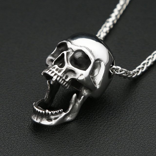 owlucky Halskette Edelstahl, Schädel Flaschenöffner, Silber, Unisex - Bild 1
