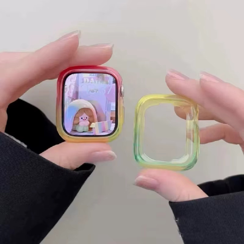 Transparente TPU-Soft-Hülle mit Farbverlauf für Apple Watch S11 Ultra in Multicolour (Transparent, Purple, Blue) – Kratzfeste und stoßfeste Schutzhülle - Bild 3