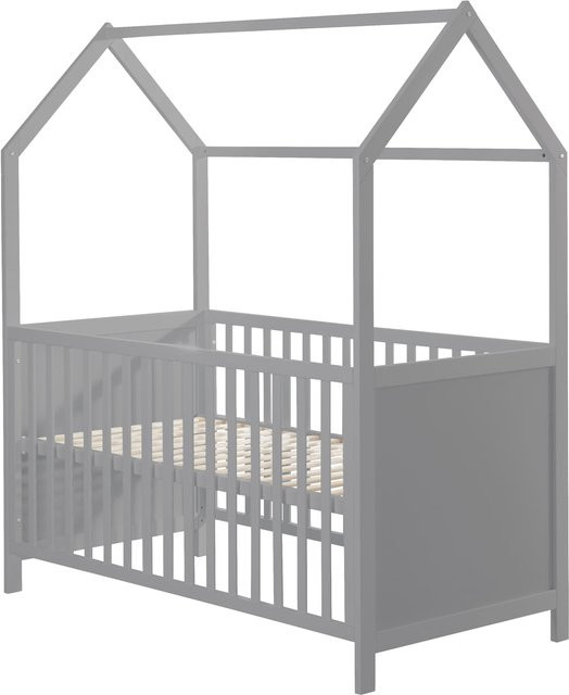 Roba Hausbett Kinderbett aus Massivholz mit Drop-Side, FSC-zertifiziert, umbaubar, B/T: 70 x 140 cm, beige/grau - Bild 1