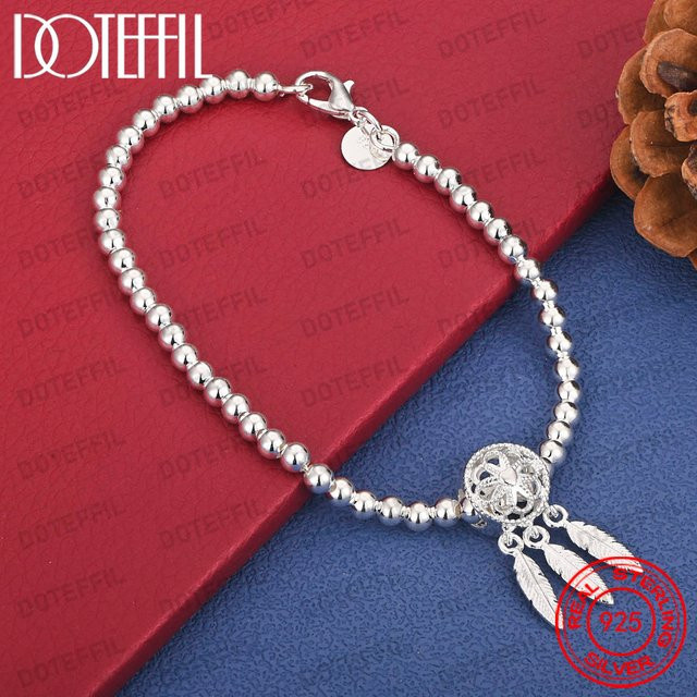 DOTEFFIL Armband, 925 Silber, Traumfänger-Feder, Damen - Bild 1