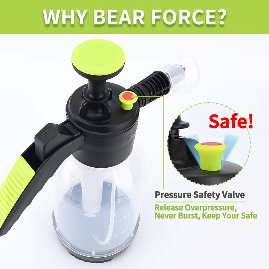 Professionelle Druckzerstäuber Sprühpumpe von BEAR FORCE, transparente Sprühflasche mit 2l Fassungsvermögen für Reinigung, Waschen und Autopflege - Bild 3