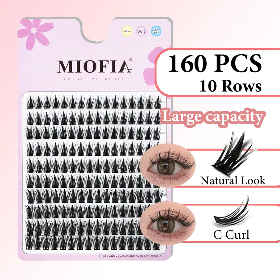MIOFIA Wimpern Cluster, 160 Bündel, 3D Russische Wimpern, Schwarz, Unisex - Bild 4
